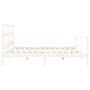 Double bed frame with white solid wood headboard by vidaXL, Beds and slatted bases - Ref: Foro24-3194847, Price: 155,41 €, Di...