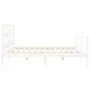 Double bed frame with white solid wood headboard by vidaXL, Beds and slatted bases - Ref: Foro24-3194847, Price: 151,27 €, Di...