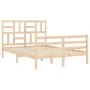 Bed frame with solid wood headboard 120x200 cm by vidaXL, Beds and slatted bases - Ref: Foro24-3194891, Price: 113,82 €, Disc...