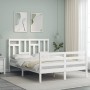 Weißer Massivholzbettrahmen mit Kopfteil 140x190 cm von vidaXL, Betten und Lattenroste - Ref: Foro24-3194942, Preis: 138,64 €...