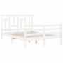Weißer Massivholzbettrahmen mit Kopfteil 140x190 cm von vidaXL, Betten und Lattenroste - Ref: Foro24-3194942, Preis: 138,64 €...
