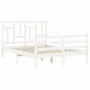 White solid wood bed frame with headboard 140x190 cm by vidaXL, Beds and slatted bases - Ref: Foro24-3194942, Price: 136,91 €...