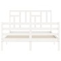 Weißer Massivholzbettrahmen mit Kopfteil 140x190 cm von vidaXL, Betten und Lattenroste - Ref: Foro24-3194942, Preis: 138,64 €...