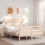 Double bed frame with solid wood headboard by vidaXL, Beds and slatted bases - Ref: Foro24-3195061, Price: 110,26 €, Discount: %