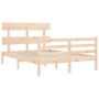 Estructura de cama de matrimonio con cabecero madera maciza