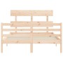 Double bed frame with solid wood headboard by vidaXL, Beds and slatted bases - Ref: Foro24-3195061, Price: 113,07 €, Discount: %