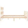 Double bed frame with solid wood headboard by vidaXL, Beds and slatted bases - Ref: Foro24-3195061, Price: 110,26 €, Discount: %