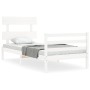 Weißer Massivholzbettrahmen mit Kopfteil 90x200 cm von vidaXL, Betten und Lattenroste - Ref: Foro24-3195077, Preis: 92,99 €, ...