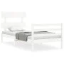 White solid wood bed frame with headboard 90x200 cm by vidaXL, Beds and slatted bases - Ref: Foro24-3195077, Price: 91,83 €, ...