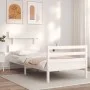 White solid wood bed frame with headboard 90x200 cm by vidaXL, Beds and slatted bases - Ref: Foro24-3195077, Price: 91,83 €, ...