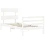 White solid wood bed frame with headboard 90x200 cm by vidaXL, Beds and slatted bases - Ref: Foro24-3195077, Price: 91,83 €, ...