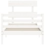Weißer Massivholzbettrahmen mit Kopfteil 90x200 cm von vidaXL, Betten und Lattenroste - Ref: Foro24-3195077, Preis: 92,99 €, ...