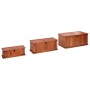 Baúl de almacenamiento 3 piezas de madera maciza de acacia