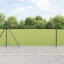 Reja con postes Gris 1 x 10 m Acero recubierto de PVC