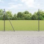 Reja con postes Gris 1.6 x 10 m Acero recubierto de PVC