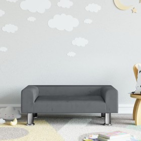 Sofá para niños de terciopelo gris oscuro 70x45x26,5 cm
