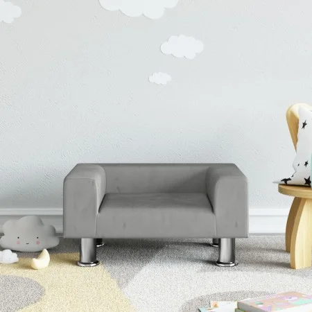 Hellgraues Samtsofa für Kinder 50x40x26,5 cm von vidaXL, Baby- und Kleinkindmöbel - Ref: Foro24-3196337, Preis: 53,03 €, Raba...