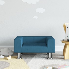 Sofá para niños de terciopelo azul 50x40x26,5 cm
