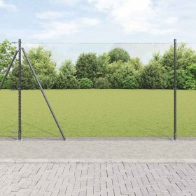 Reja con postes Gris 1.5 x 25 m Acero recubierto de PVC