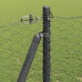 Reja con postes Gris 1.5 x 25 m Acero recubierto de PVC