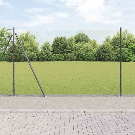 Reja con postes Gris 1.6 x 25 m Acero recubierto de PVC