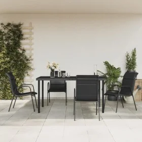 Garden dining set 5 pieces steel and black textilene by vidaXL, Garden sets - Ref: Foro24-3200698, Price: 382,65 €, Discount: %