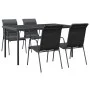 Garten-Essset 5-teilig aus Stahl und schwarzem Textilene von vidaXL, Gartensets - Ref: Foro24-3200698, Preis: 382,41 €, Rabat...