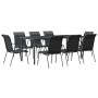 Juego de comedor para jardín 9 piezas acero y textilene negro