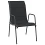 Juego de comedor para jardín 9 piezas acero y textilene negro de vidaXL, Conjuntos de jardín - Ref: Foro24-3200701, Precio: 5...