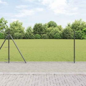 Reja con postes Gris 0.8 x 50 m Acero recubierto de PVC
