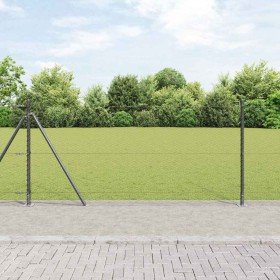 Reja con postes Gris 1 x 100 m Acero recubierto de PVC en Paneles de vallas | Comprar online en Foro24