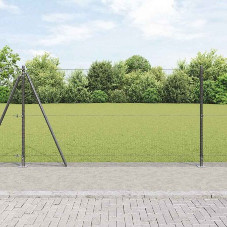Reja con postes Gris 1.2 x 100 m Acero recubierto de PVC