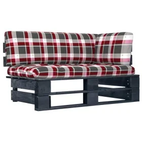 Eckgartensofa aus schwarz imprägnierten Kiefernholzpaletten von vidaXL, Modulare Sofas für den Außenbereich - Ref: Foro24-306...