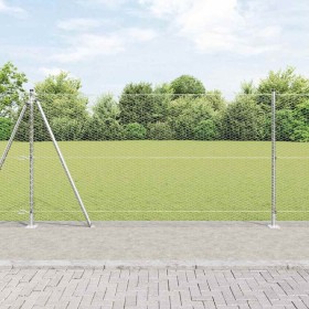 Reja con postes Plateado 1.2 x 25 m Acero recubierto de PVC