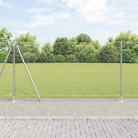Reja con postes Plateado 1.2 x 25 m Acero recubierto de PVC