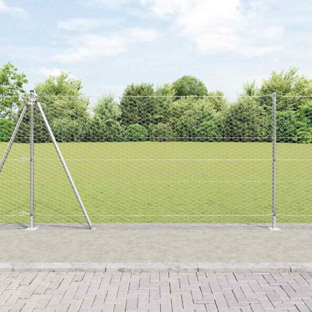 Reja con postes Plateado 1.2 x 25 m Acero recubierto de PVC