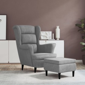 Light gray velvet wingback chair and footstool by vidaXL, Armchairs - Ref: Foro24-3115931, Price: 261,03 €, Discount: %