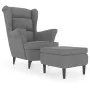 Ohrensessel und Hocker aus hellgrauem Samt von vidaXL, Sessel - Ref: Foro24-3115931, Preis: 270,19 €, Rabatt: %