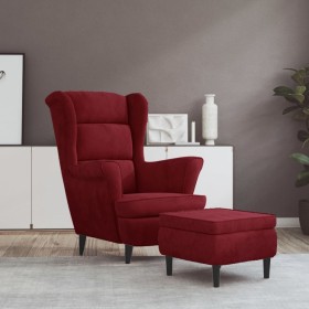 Sillón orejero y taburete de terciopelo rojo tinto de vidaXL, Sillones - Ref: Foro24-3115936, Precio: 293,24 €, Descuento: %