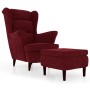 Red Velvet Wing Chair and Stool by vidaXL, Armchairs - Ref: Foro24-3115936, Price: 293,24 €, Discount: %