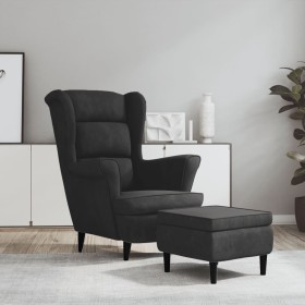 Sillón orejero y taburete de terciopelo gris oscuro de vidaXL, Sillones - Ref: Foro24-3115932, Precio: 260,62 €, Descuento: %