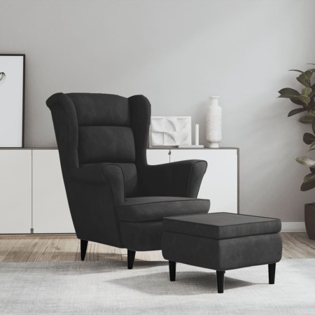 Ohrensessel und Hocker aus dunkelgrauem Samt von vidaXL, Sessel - Ref: Foro24-3115932, Preis: 260,62 €, Rabatt: %