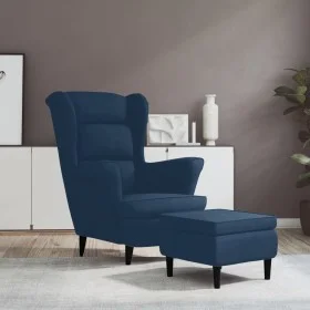 Ohrensessel und Hocker aus blauem Samt von vidaXL, Sessel - Ref: Foro24-3115930, Preis: 276,55 €, Rabatt: %