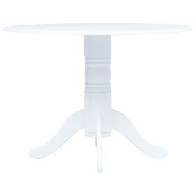 Mesa de comedor de madera maciza de caucho blanca 106 cm