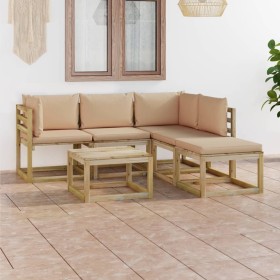 Set de muebles de jardín 6 pzas con cojines beige
