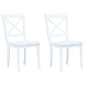 Sillas de comedor 2 unidades madera maciza de caucho blanco Sillas de comedor 2 unidades madera maciza de caucho blanco