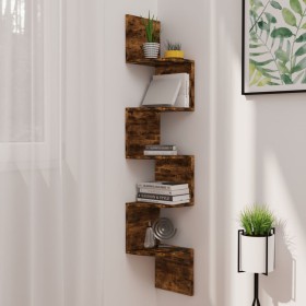 Eckregal aus geräuchertem Eichenholzwerkstoff von vidaXL, Regale und Regale - Ref: Foro24-326839, Preis: 32,89 €, Rabatt: %