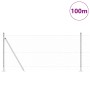 Reja con postes Plateado 0.8 x 100 m Acero recubierto de PVC