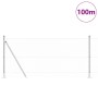 Reja con postes Plateado 0.8 x 100 m Acero recubierto de PVC