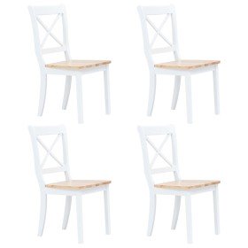 Sillas comedor 4 uds madera maciza caucho blanco y madera claro Sillas comedor 4 uds madera maciza caucho blanco y madera claro
